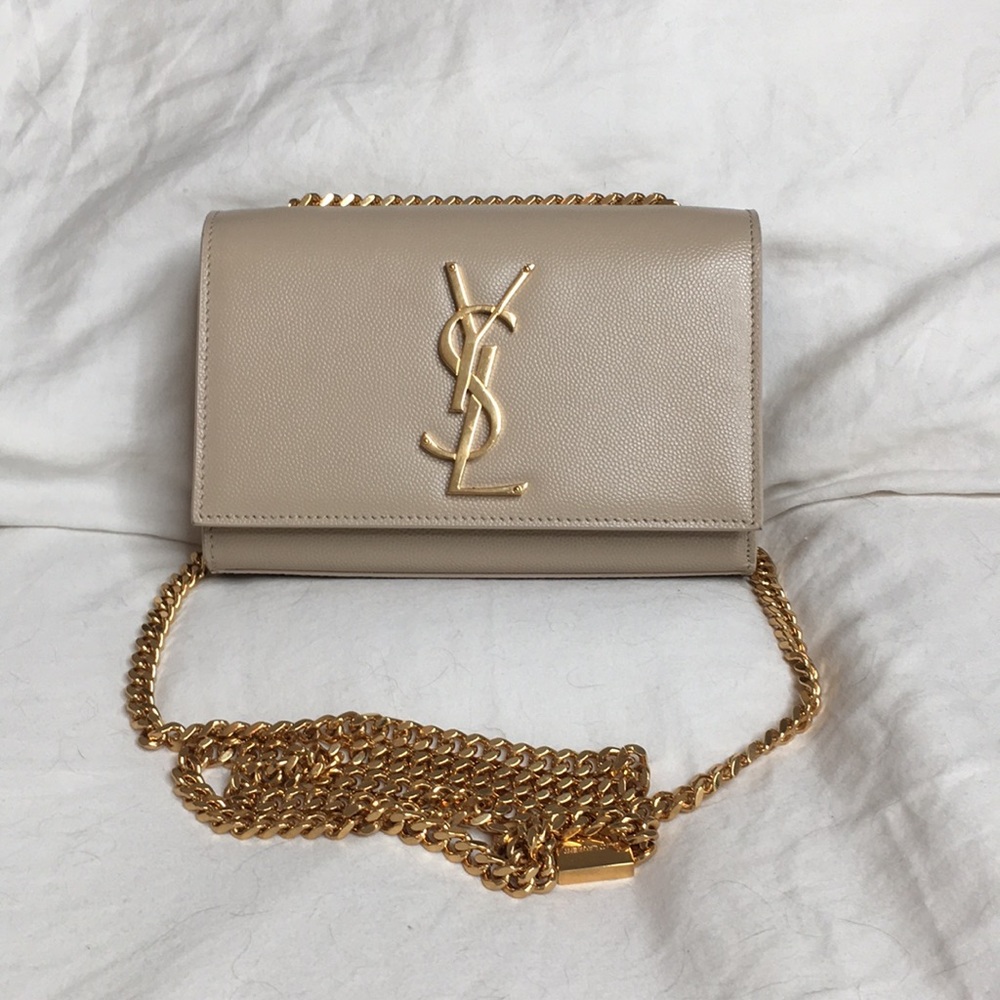 Saint Laurent Small Kate Nude Leather Bag
